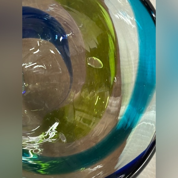 16Oz Hand Blown Margarita Glasses Blue Green Swirls Set of 2 Made in Mexico - Picture 12 of 13